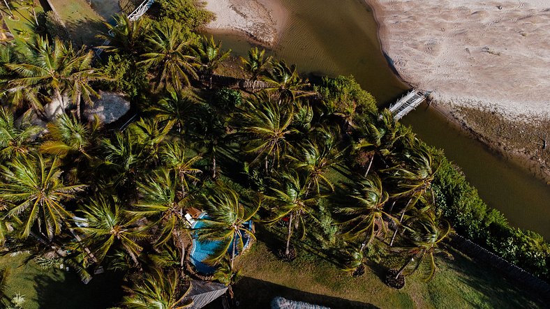 Vila pé na areia com vista incrível em Coqueiro