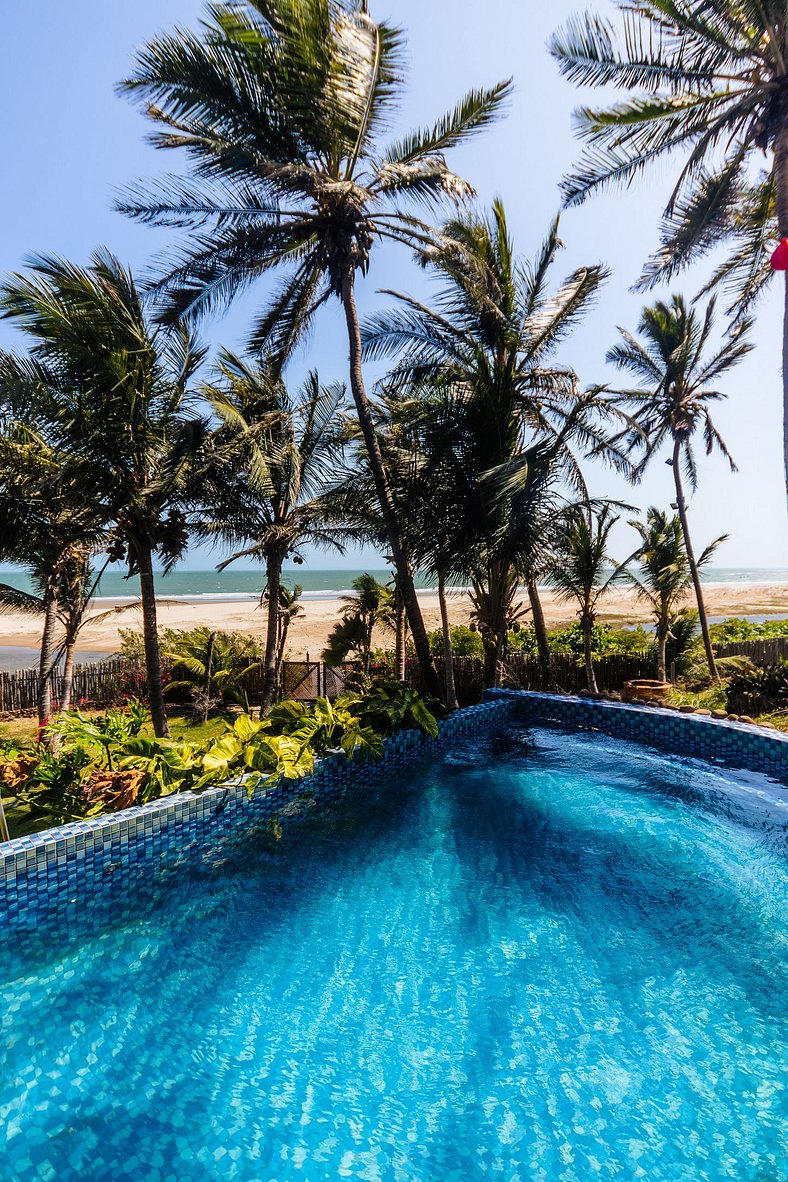 Vila pé na areia com vista incrível em Coqueiro